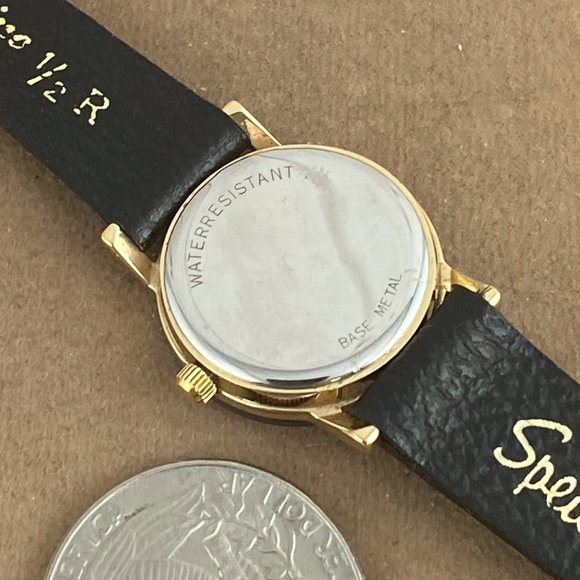 Vintage Wittnauer Diamond Watch Gold Tone New Black Leather Strap Black … - Picture 8 of 8